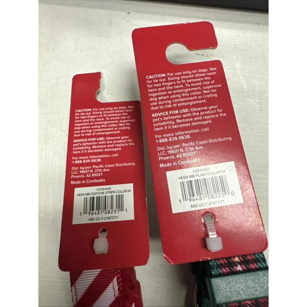 Lot Of 2 Merry & Bright Adjustable Christmas Red Green Dog‎ Sripes W/ Bow Sz M